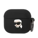 AirPods 3. Nesil Kılıf, Karl Lagerfeld Lisanslı 3D Silikon Kapak - Siyah