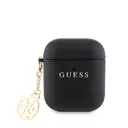 AirPods Uyumlu Dokulu Saffiano Kılıf, Yuvarlak Süs Zincirli - Guess