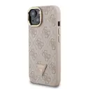 iPhone 15 Kamera Standlı Taşlı Üçgen Logo Kılıf - Guess Lisanslı