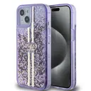 iPhone 15 Şeffaf Sıvılı Simli Kılıf - Guess Lisanslı