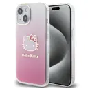 iPhone 15 Hello Kitty Lisanslı Elektroplating Gradyan Kılıf - Pembe