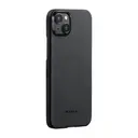 Apple iPhone 15 Plus Kılıf M-safe Şarj Özellikli 600D Aramid Karbon Fiber Pitaka Ultra-Slim Classic Serisi Black-Grey Twill Kapak