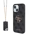 iPhone 15 Plus Çapraz Askılı PU Deri Kılıf - Guess 4G Metal Logo