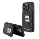 iPhone 15 Pro Standlı Kartlıklı Kılıf - Karl Lagerfeld Saffiano Monogram