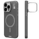 iPhone 15 Pro MagSafe Uyumlu Kamera Standlı Silikon Kılıf - Youngkit Bitty Cream