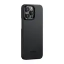 Apple iPhone 15 Pro Max Kılıf M-safe Şarj Özellikli 600D Aramid Karbon Fiber Pitaka Ultra-Slim Classic Serisi Black-Grey Twill Kapak