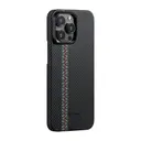 Apple iPhone 15 Pro Max Kılıf M-safe Şarj Özellikli 600D Aramid Karbon Fiber Pitaka Tactile Woven Orchestra Serisi Rhapsody Kapak