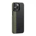 Apple iPhone 15 Pro Max Kılıf M-safe Şarj Özellikli 600D Aramid Karbon Fiber Pitaka Tactile Woven Orchestra Serisi Overture Kapak