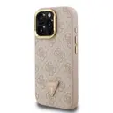 iPhone 15 Pro Max Kamera Standlı PU Deri Kılıf - Guess Taşlı Üçgen Logo
