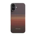 Apple iPhone 16 Kılıf M-safe Şarj Özellikli Aramid Karbon Fiber Pitaka Tactile Woven Sunset-Moonrise Serisi Sunset Kapak