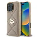 iPhone 16 Pro Deri Kılıf, Kapitone Tasarımlı Metal Logo - DKNY