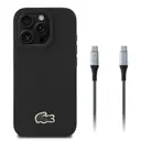 iPhone 16 Pro Lacoste Lisanslı PU Pike Desenli Kılıf, Type-C Kablo Hediyeli