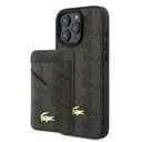 Apple iPhone 16 Pro Max Kılıf Lacoste Orjinal Lisanslı M-safe Şarj Özellikli PU Deri Tasarımlı Kartlıklı Karışık Monogram Desenli Kapak