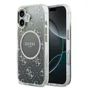 iPhone 17 MagSafe Uyumlu Simli Silikon Kılıf - Guess 4G Desenli