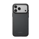 Apple iPhone 18 Pro Kılıf M-safe Şarj Özellikli Aramid Karbon Fiber Pitaka Military-Grade Classic Serisi New Logo Black-Grey Twill Kapak