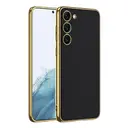 Galaxy S23 Plus Deri Görünümlü Elektroplating Kenarlı Kılıf - Zore Fizyon