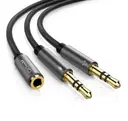 Qgeem QG-AU06 3.5 mm Çoğaltıcı Ses Kablosu, Mikrofon Destekli 15 cm