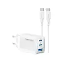 Recci RC123E GaN Şarj Adaptörü, 65W PD ve Type-C Kablo Seti