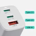 Wiwu GaN Tech GTC6521 65W Şarj Adaptörü, 2x PD ve USB Çıkışlı