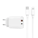 Wiwu Wi-U002 20W Type-C PD ve 18W USB-A Hızlı Şarj Adaptörü Seti