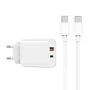 Wiwu Wi-U002 20W Type-C PD ve 18W USB-A Şarj Adaptörü, Type-C Kablo Seti