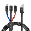 Wiwu YZ100 3 Uçlu Şarj ve Data Kablosu, Lightning ve Micro USB