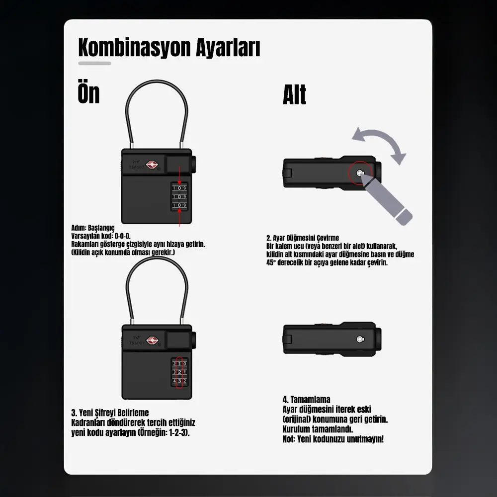 Micflip P25 TSA Kilit ve Find My Takip Özellikli Valiz Seyehat Kiliti