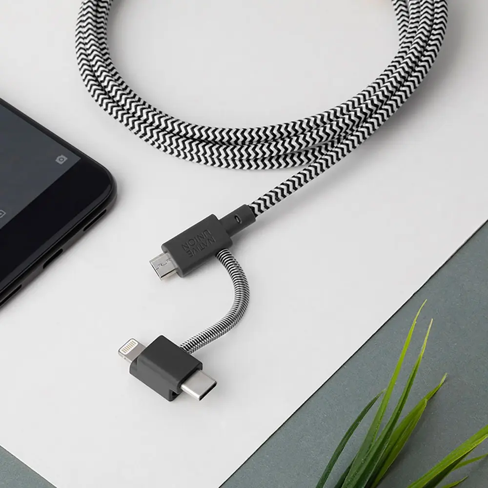 Native Union Belt 3in1 USB-A to Type-C Lightning Micro Şarj Kablosu 2M