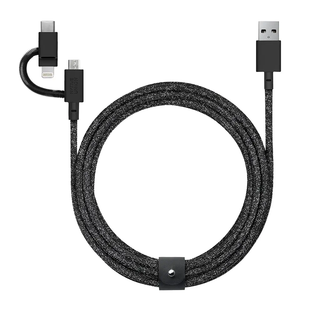 Native Union Belt 3in1 USB-A to Type-C Lightning Micro Şarj Kablosu 2M