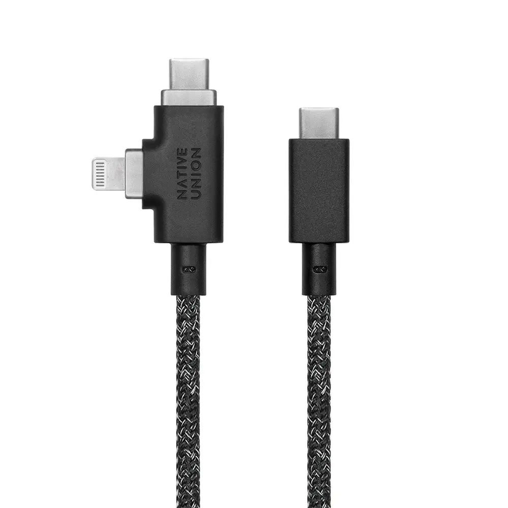 Native Union Belt Duo Pro Type-C to Type-C & Lightning Şarj Kablosu 240W 2.4 m