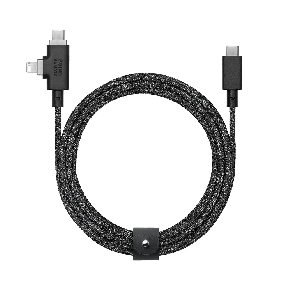 Native Union Belt Duo Pro Type-C to Type-C & Lightning Şarj Kablosu 240W 2.4 m