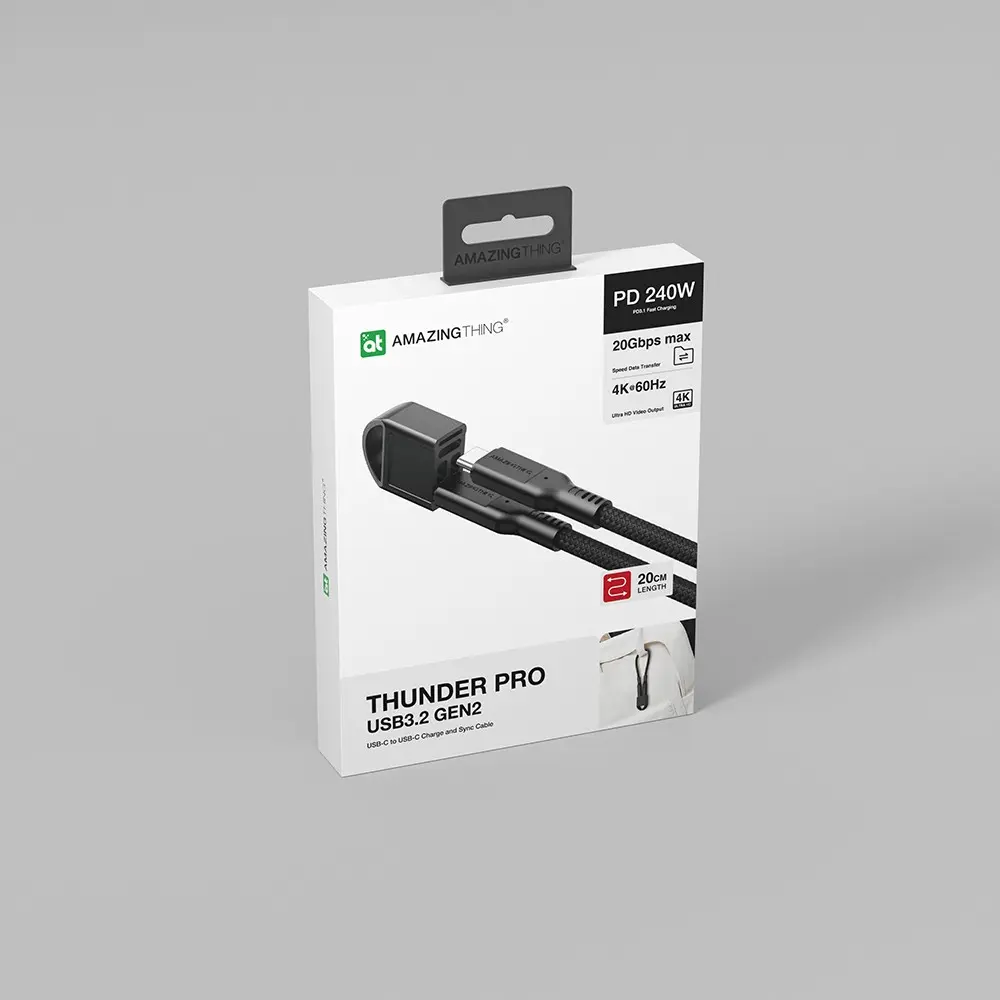 Amazingthing Thunder Pro USB3.2 Gen2 Type-C to Type-C Kablo, 240W ve 20cm