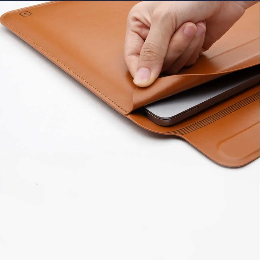 MacBook Pro 16 inç 2021 Standlı PU Deri Kılıf - Wiwu Skin Pro