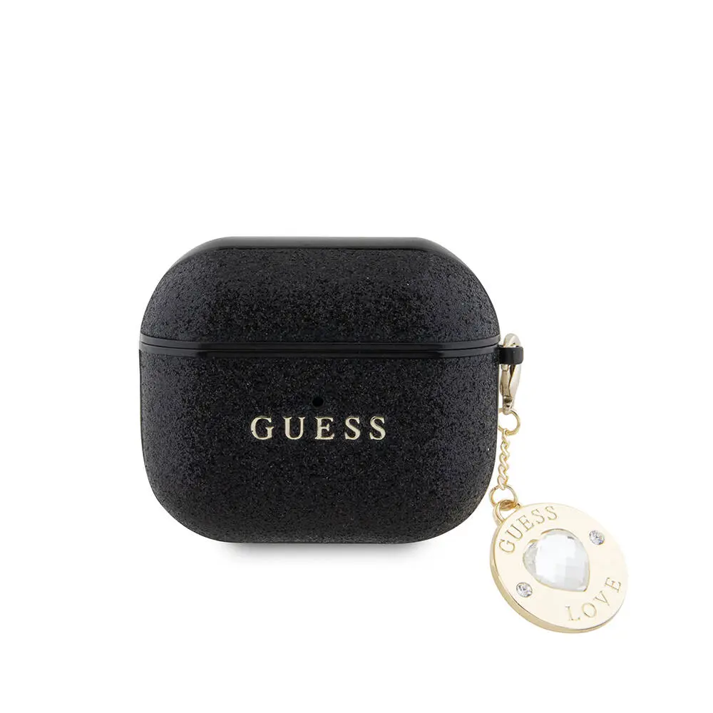 AirPods 3. Nesil Kılıf, Lisanslı Guess Glitter Kalp Süs Zincirli Kapak
