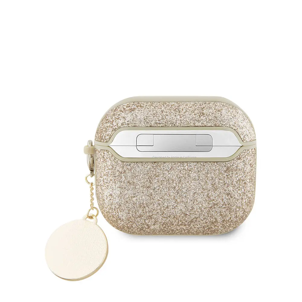 AirPods 3. Nesil Kılıf, Lisanslı Guess Glitter Kalp Süs Zincirli Kapak
