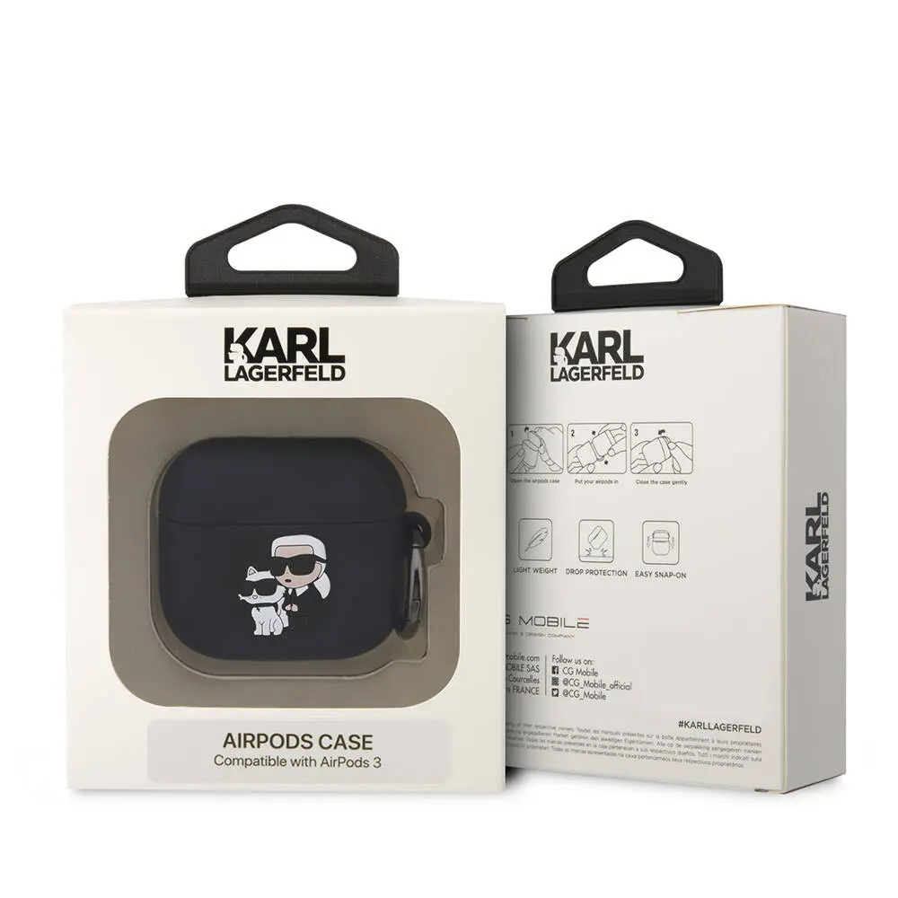 AirPods 3. Nesil Silikon Kılıf - Karl Lagerfeld Karl & Choupette 3D