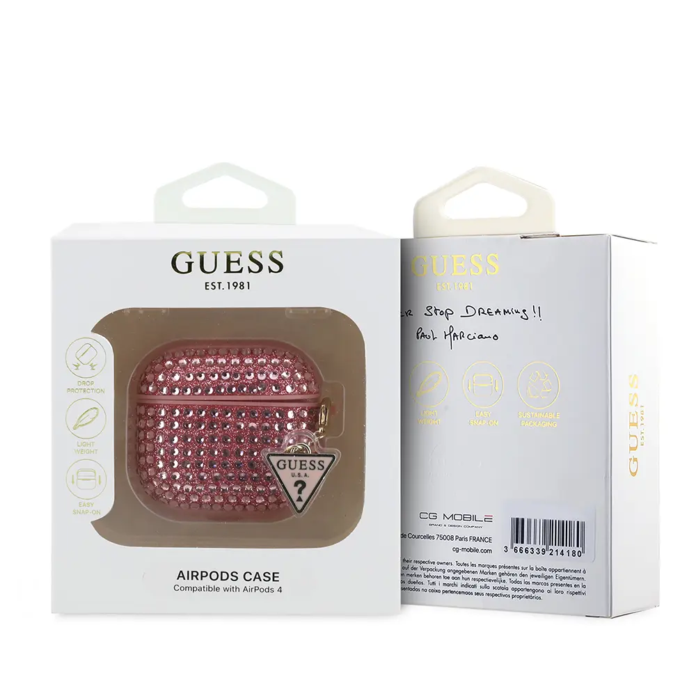 AirPods 4 Uyumlu Parıltılı Taş Kaplamalı Kılıf - Guess Lisanslı