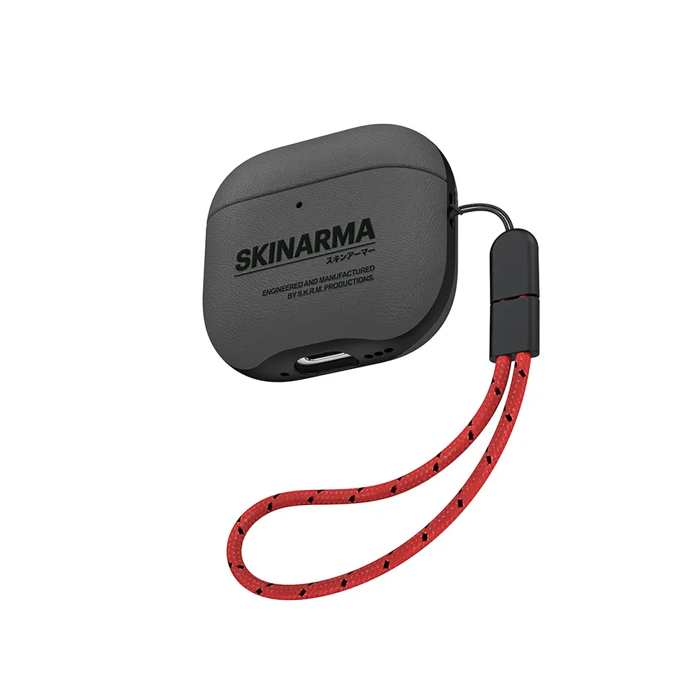 AirPods 4 Uyumlu PU Deri Kılıf, Alüminyum Askılı - Skinarma Spunk