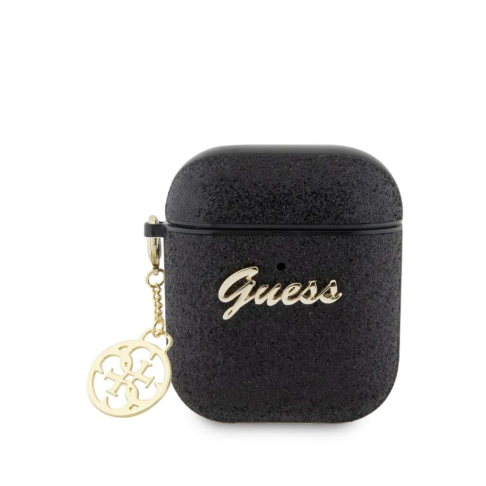 AirPods Kılıfı, Kablosuz Şarj Uyumlu Darbe Emici Kapak - Guess Glitter 4G Charm
