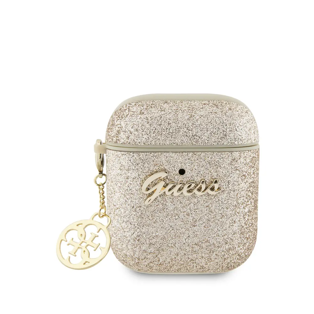 AirPods Kılıfı, Kablosuz Şarj Uyumlu Darbe Emici Kapak - Guess Glitter 4G Charm