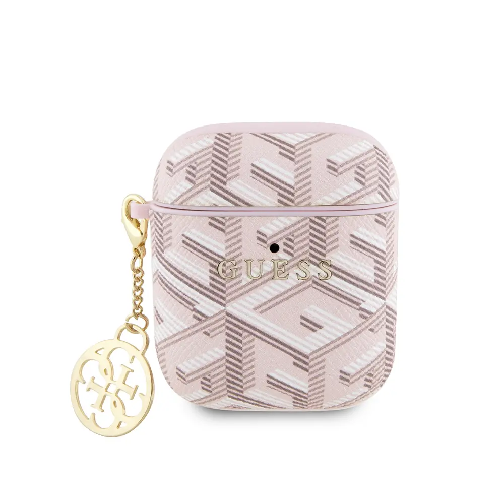 AirPods Kılıfı Guess G Cube Desenli Süs Zincirli Kapak - Lisanslı