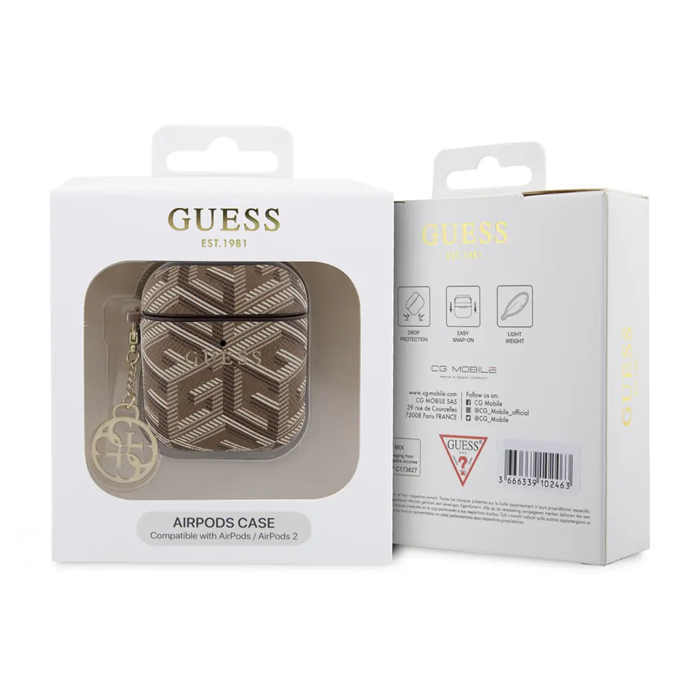 AirPods Kılıfı Guess G Cube Desenli Süs Zincirli Kapak - Lisanslı