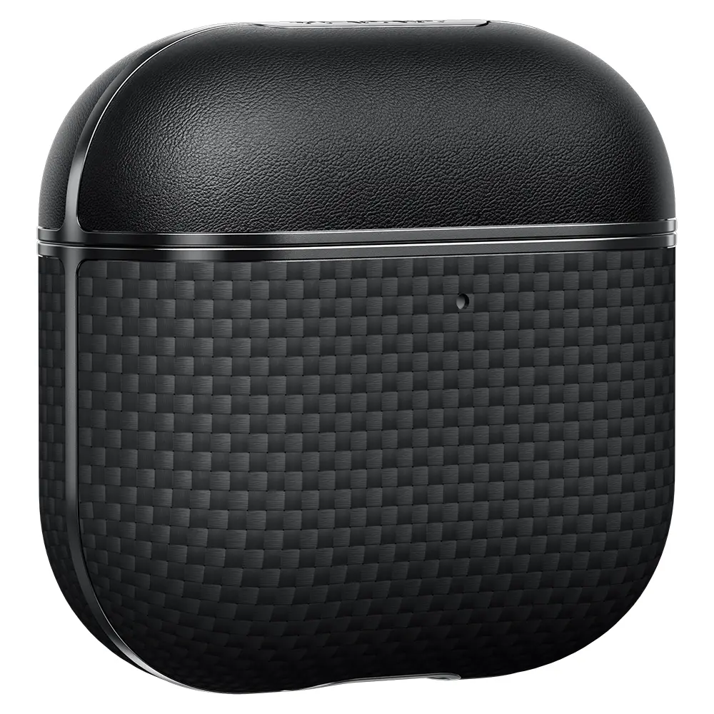 Apple Airpods Pro 2 Kılıf 1500D Aramid Fiber Pitaka Ultra-Slim Classic Serisi Black-Grey Twill Kapak