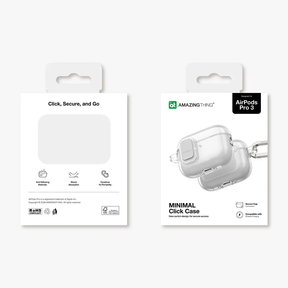 AirPods Pro 3 Şeffaf Kılıf, Magnetik Kilitli - Amazingthing Minimal