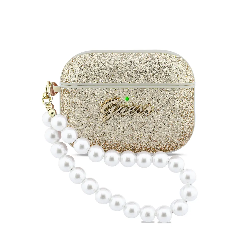 AirPods Pro 3 Kılıf Guess Glitter İnci Bilek Askılı Kapak