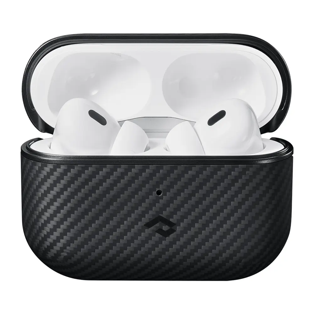 Apple Airpods Pro Kılıf 600D Aramid Fiber Pitaka Classic Serisi Black-Grey Twill Kılıf