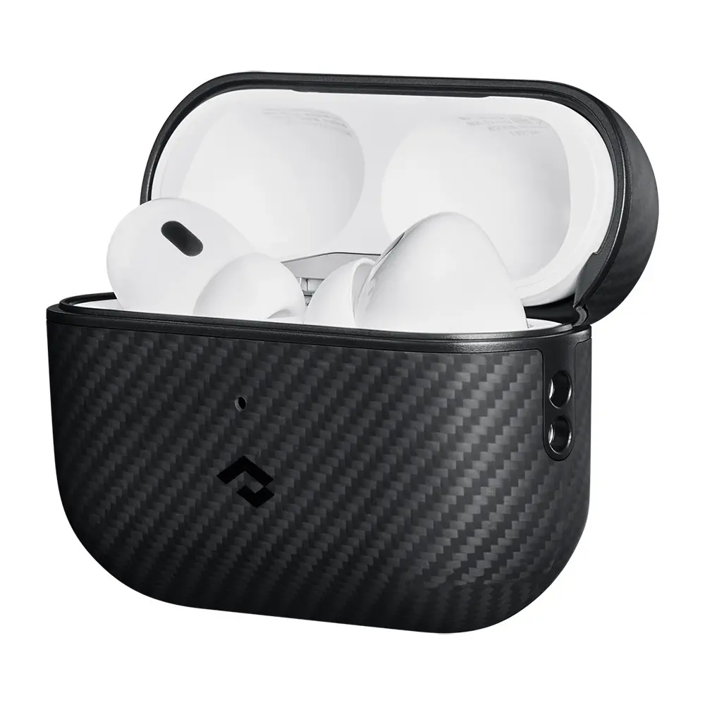 Apple Airpods Pro Kılıf 600D Aramid Fiber Pitaka Classic Serisi Black-Grey Twill Kılıf