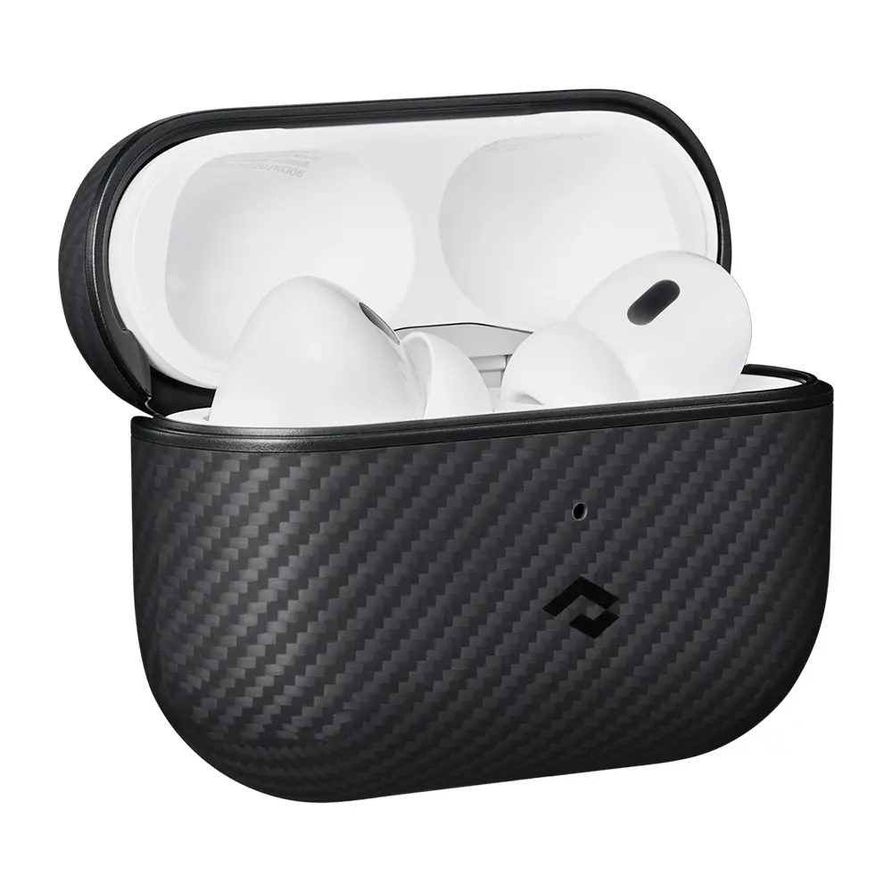 Apple Airpods Pro Kılıf 600D Aramid Fiber Pitaka Classic Serisi Black-Grey Twill Kılıf