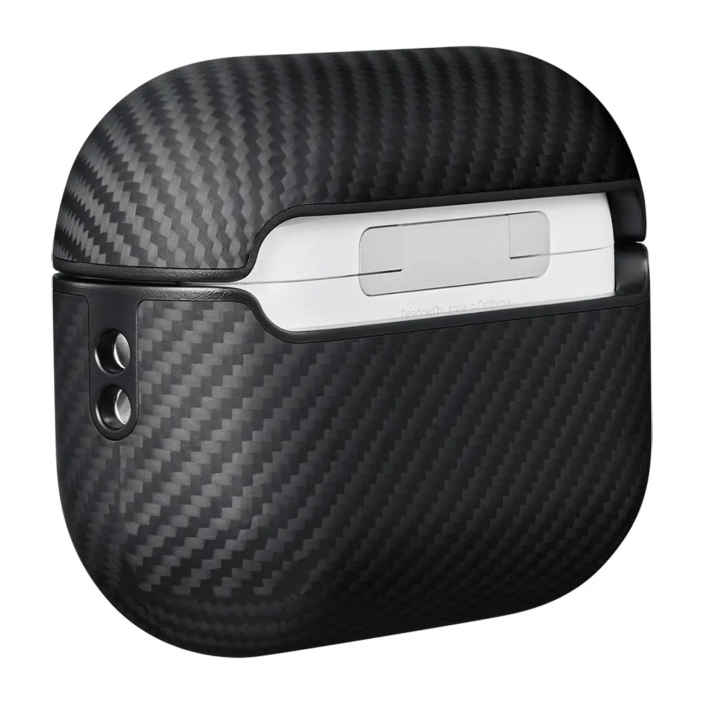 Apple Airpods Pro Kılıf 600D Aramid Fiber Pitaka Classic Serisi Black-Grey Twill Kılıf