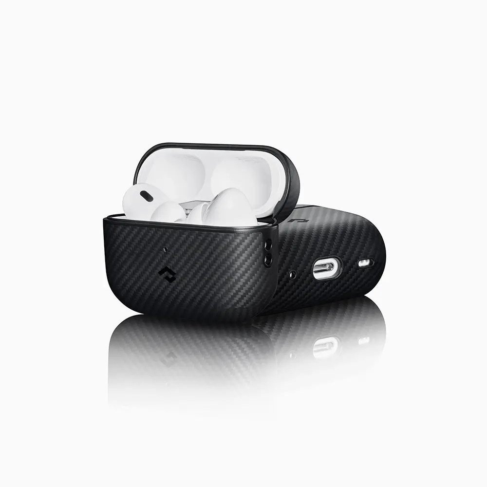 Apple Airpods Pro Kılıf 600D Aramid Fiber Pitaka Classic Serisi Black-Grey Twill Kılıf